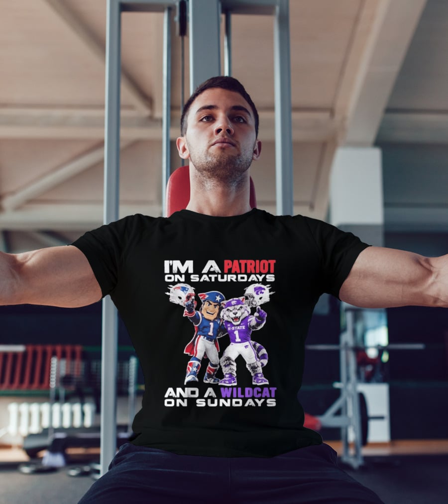 I'm A Patriot On Saturdays And A Wildcat On Sundays K State Football Patriots Wildcat Mascots T-Shirt