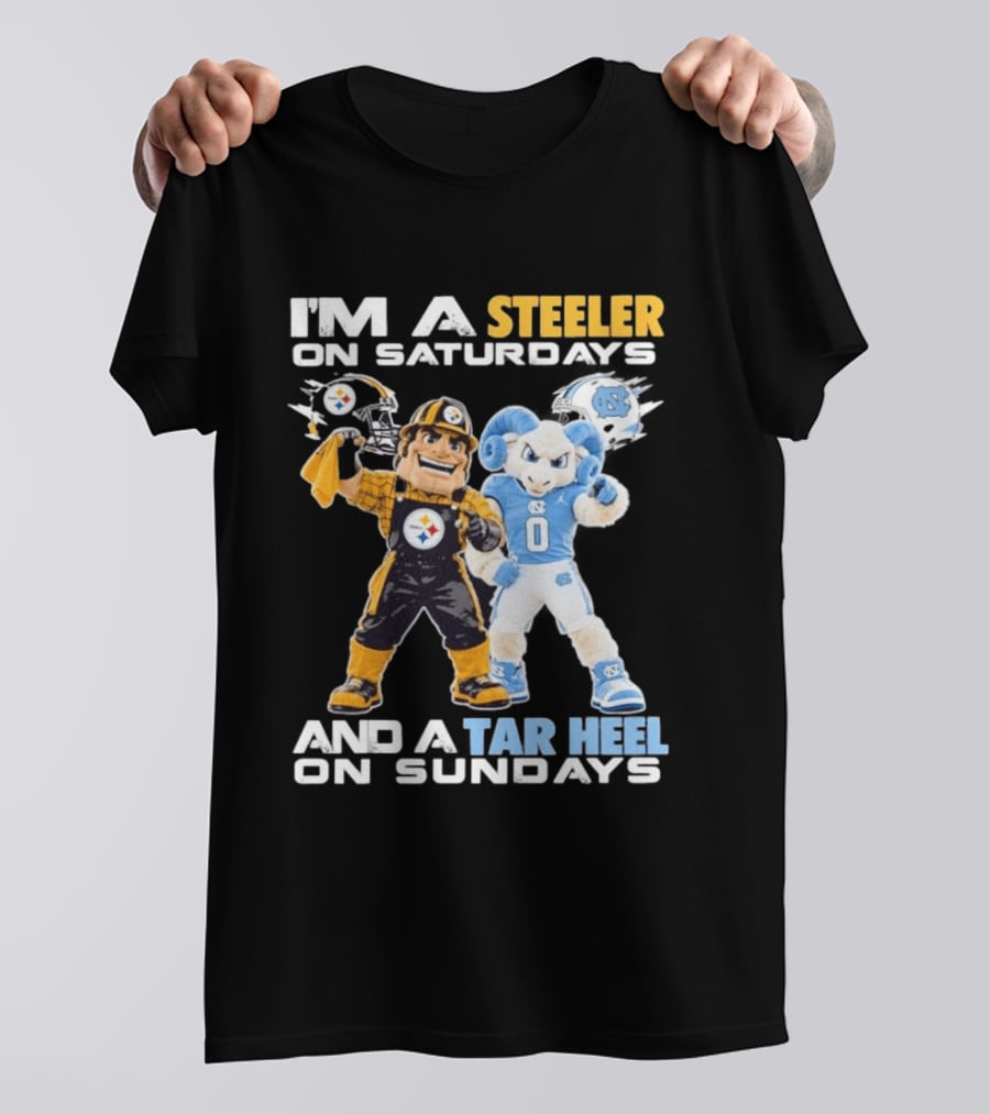 I'm A Steeler On Saturdays And A Tar Heel On Sundays With Mascots T-Shirt