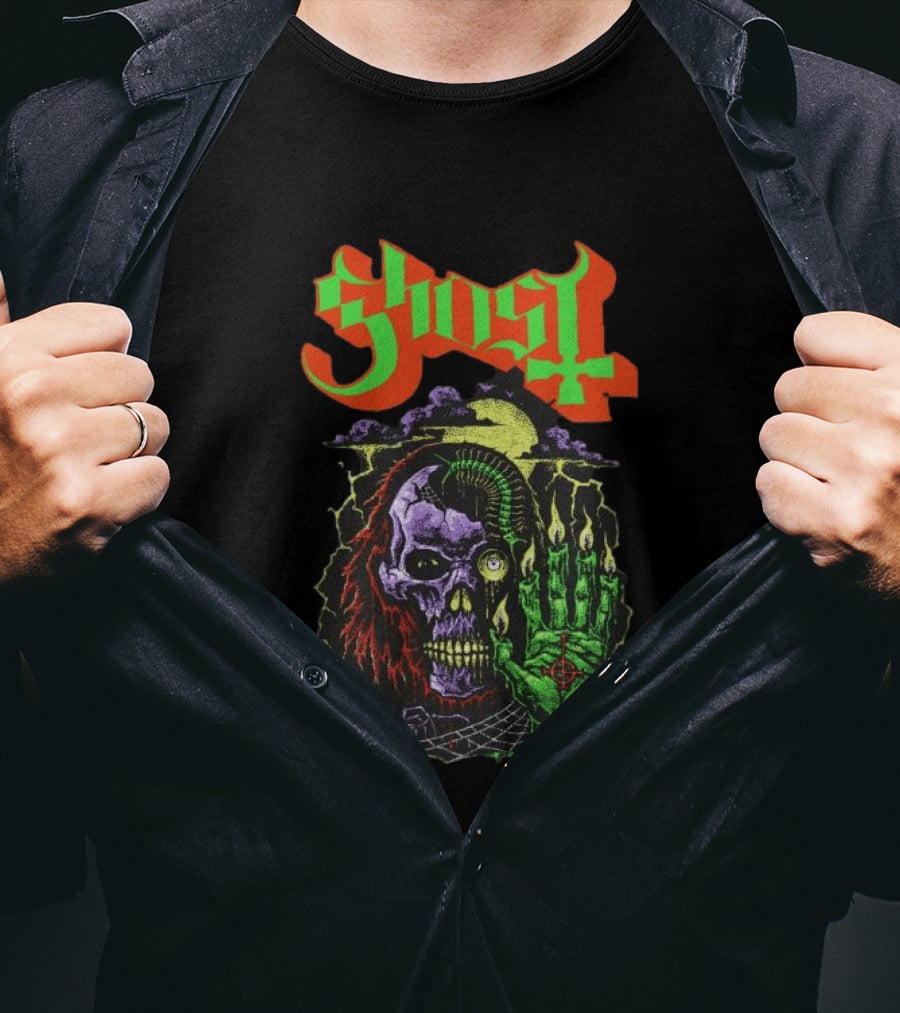 Ghost Store Necromancy Skull Candle Hand T-Shirt