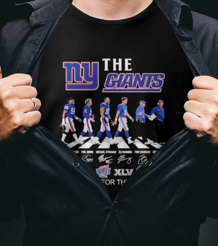 The New York Giants Thank You For The Memories Road Abbey Signatures T-Shirt