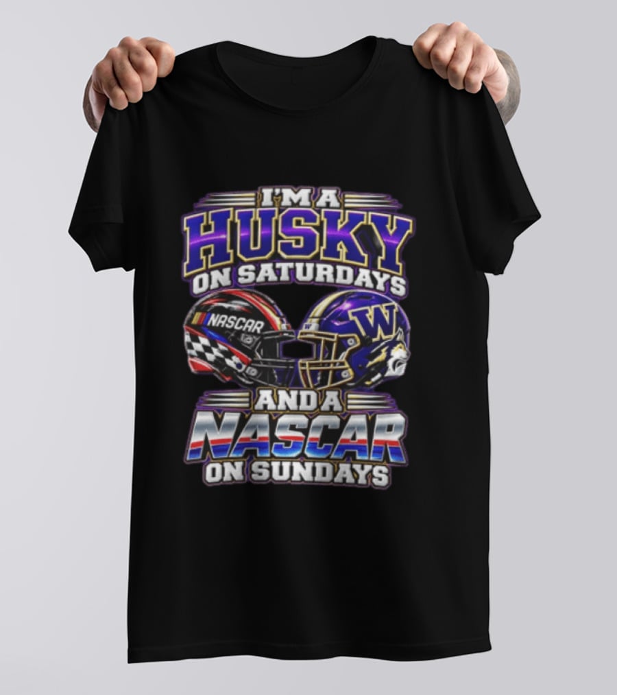 I'm A Husky On Saturdays And A NASCAR On Sundays Racing Helmet Combo T-Shirt