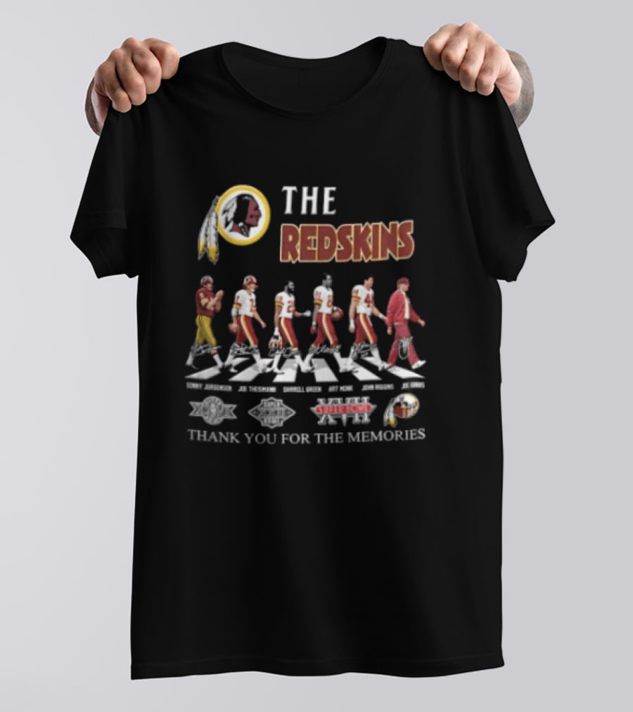 The Redskins Sonny Jurgensen Joe Theismann Darrell Green Monk John Riggins Joe Gibbs Thank You For The Memories T-Shirt