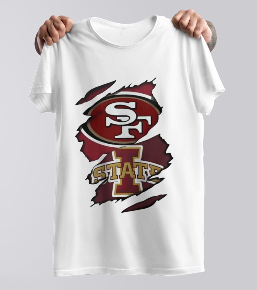 San Francisco 49ers Iowa State Cyclones Distressed Logo Fusion T-Shirt
