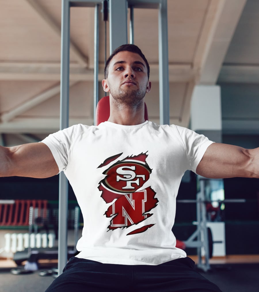 San Francisco 49ers SF And Nebraska Cornhuskers N Ripped T-Shirt