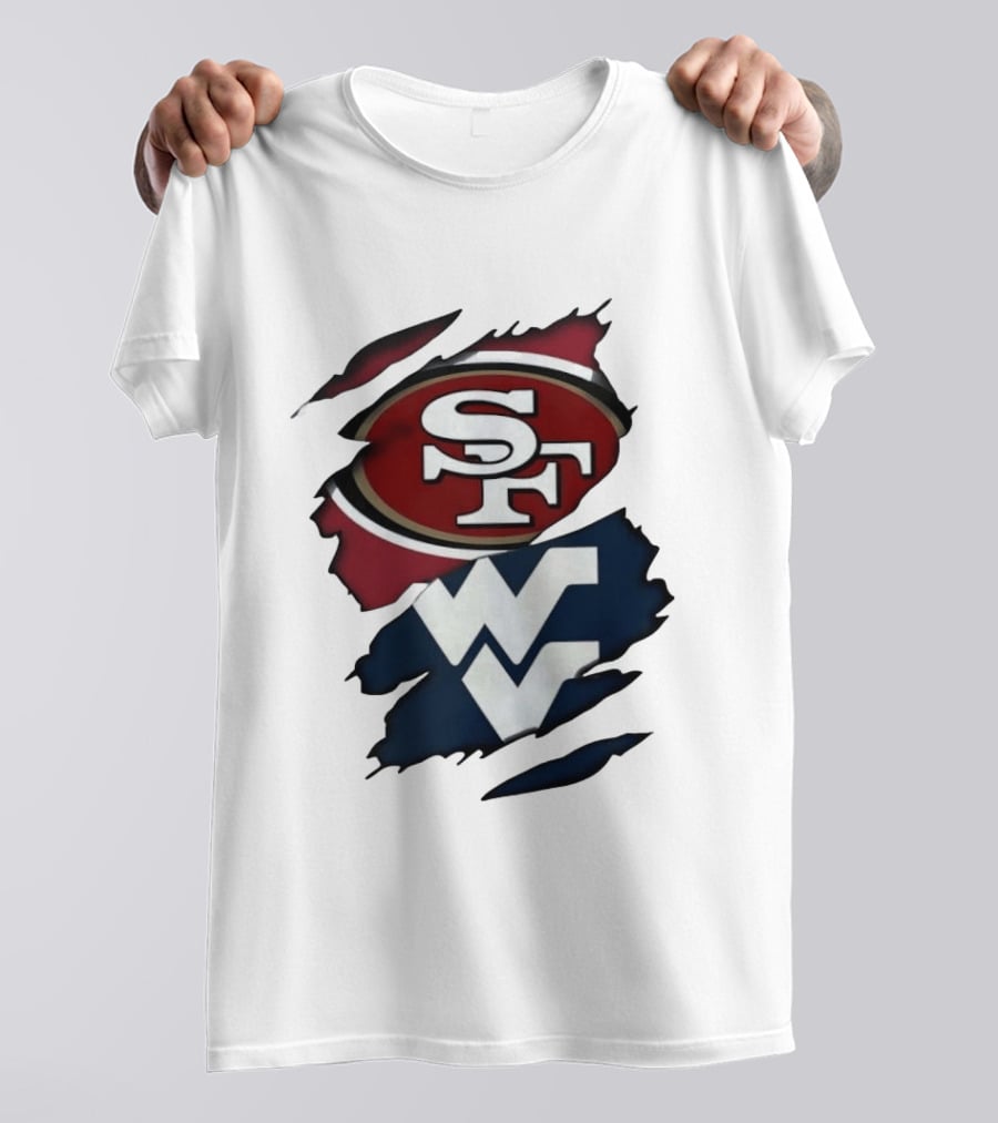 San Francisco 49ers West Virginia Mountaineers Ripped SF WV T-Shirt