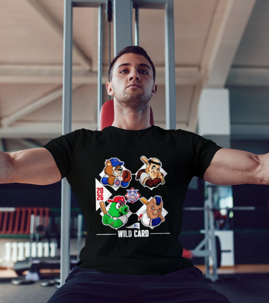 2026 National League Wild Card Cubs Baseball Cartoon Characters T-Shirt