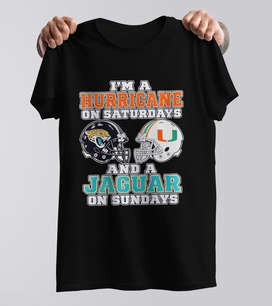 Hurricane Saturdays Jaguar Sundays Football Helmets T-Shirt