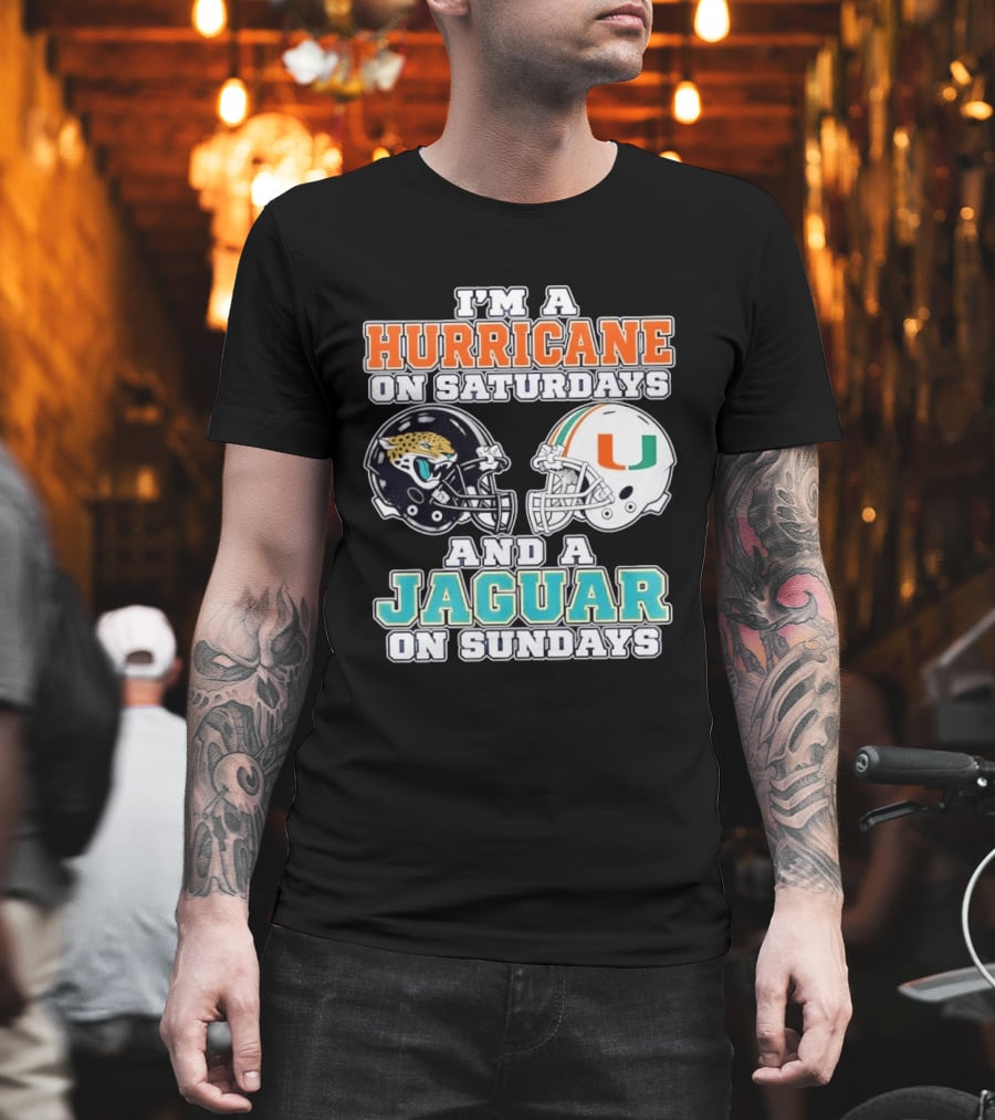 Hurricane Saturdays Jaguar Sundays Football Helmets T-Shirt