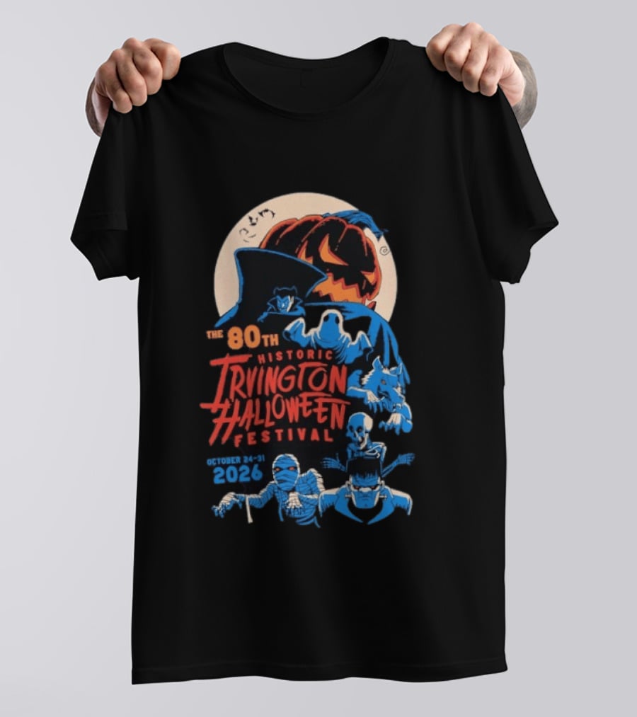 80th Historic Irvington Halloween Festival October 24 31 2026 Vintage Monsters T-Shirt
