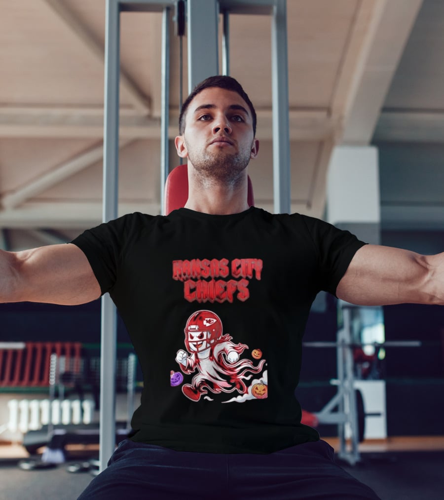 Kansas City Chiefs Halloween Ghost Football 2026 Spooky Pumpkins T-Shirt