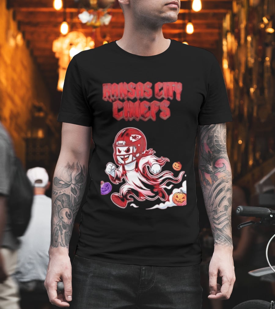 Kansas City Chiefs Halloween Ghost Football 2026 Spooky Pumpkins T-Shirt