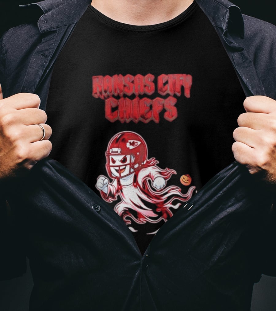 Kansas City Chiefs Halloween Ghost Football 2026 Spooky Pumpkins T-Shirt