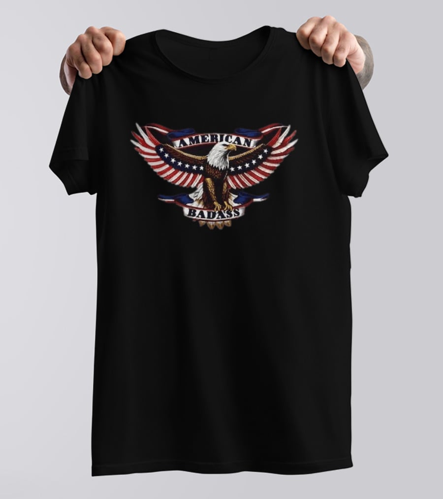 Kid Rock American Badass God Is Good Black Eagle Flag T-Shirt