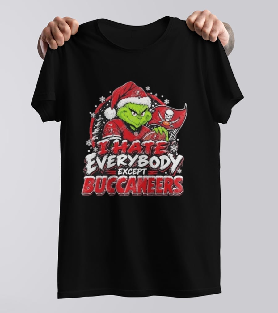 I Hate Everybody Except Buccaneers Tampa Bay Grinch Christmas Holiday T-Shirt