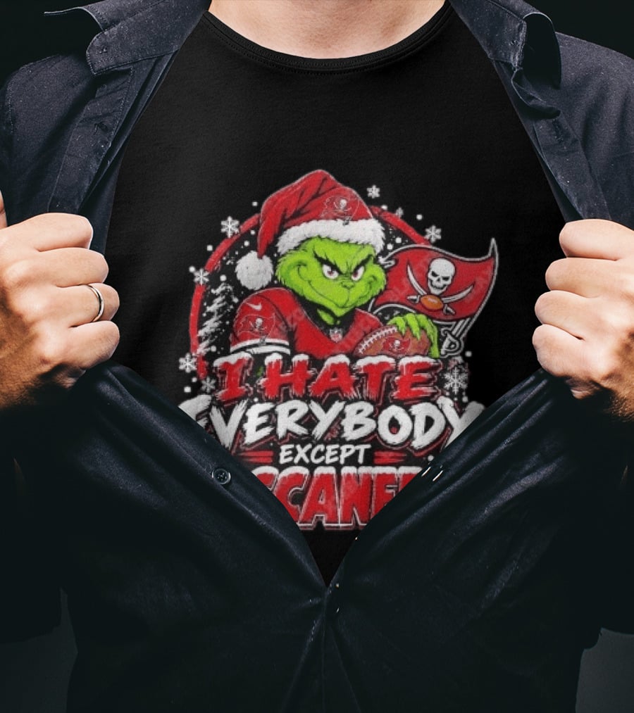 I Hate Everybody Except Buccaneers Tampa Bay Grinch Christmas Holiday T-Shirt
