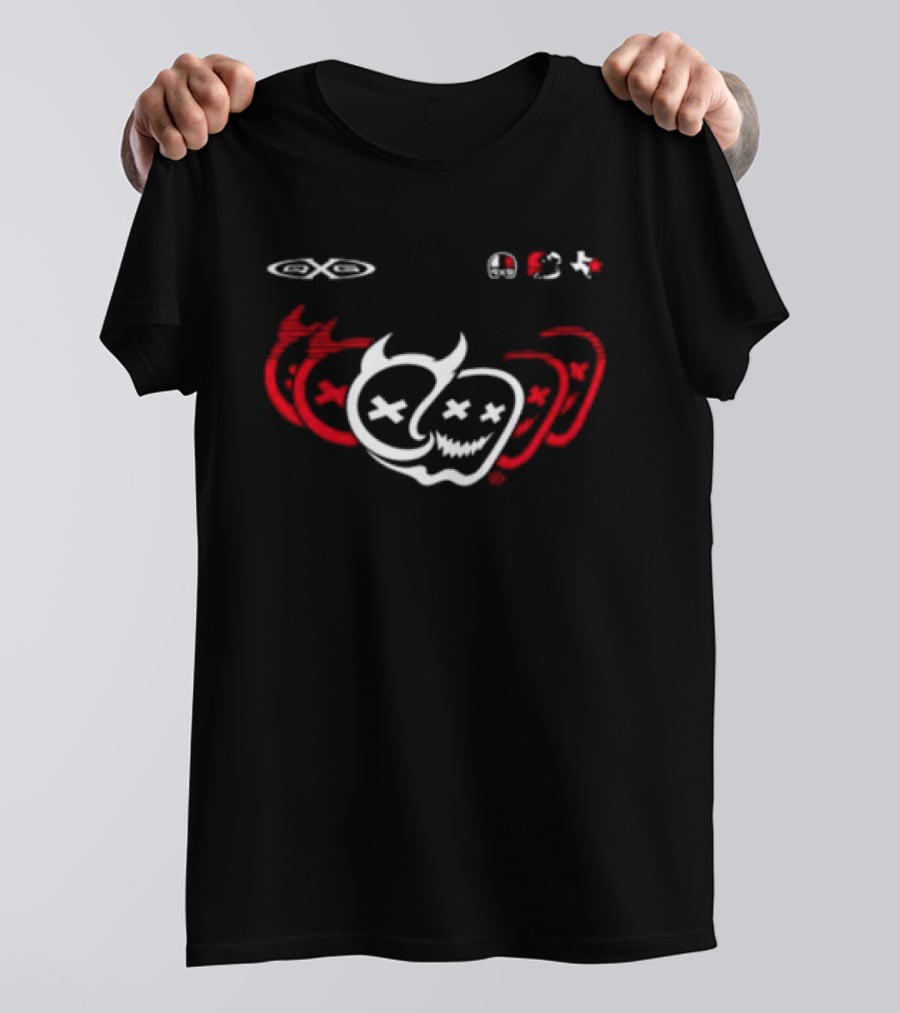 Quiet Racing Club Store Void Emojis Skulls Wings Red White T-Shirt