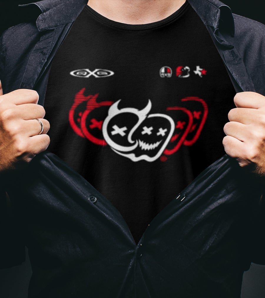 Quiet Racing Club Store Void Emojis Skulls Wings Red White T-Shirt