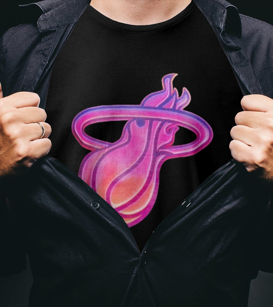Miami Heat Court Culture Vice City Flaming Basketball T-Shirt