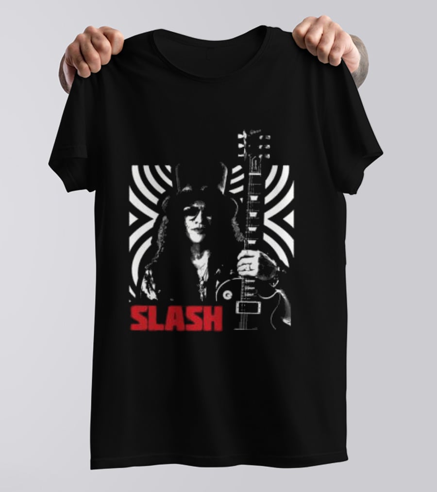 SLASH Iconic Guitarist And Guitar Bold Classic Rock T-Shirt