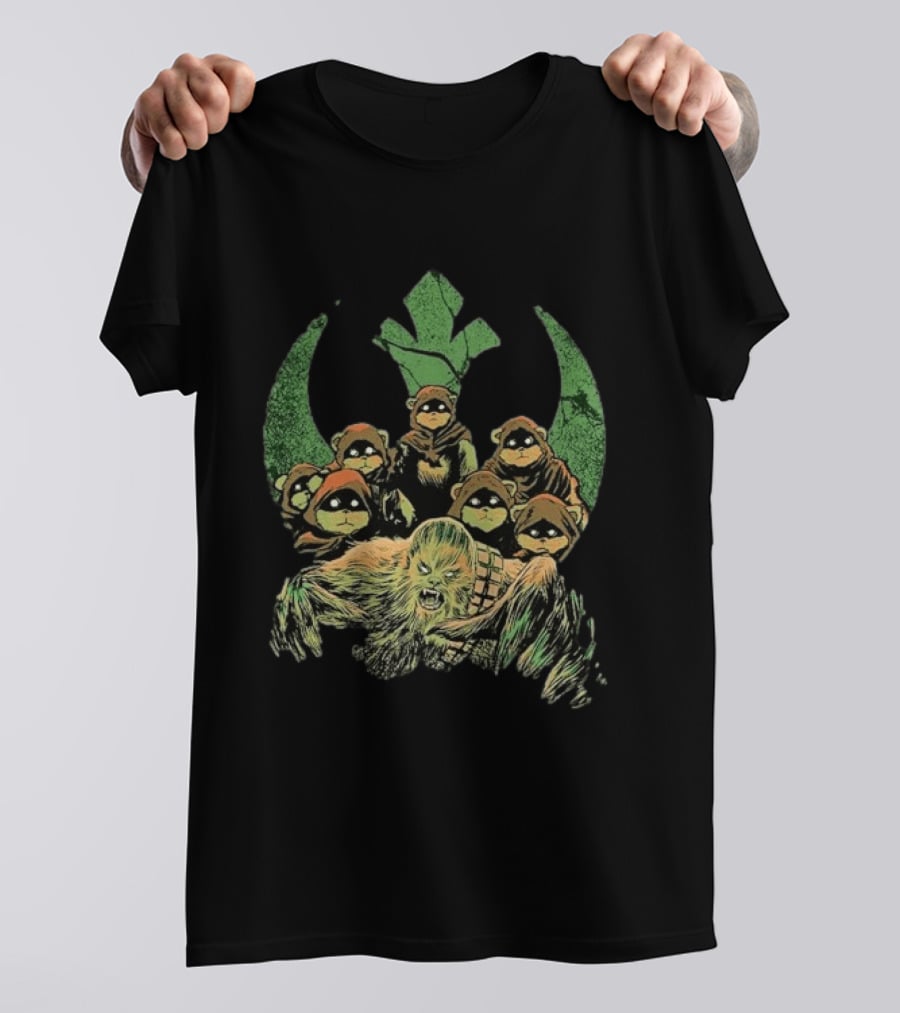 Star Wars Chewbacca And Ewoks Resistance Rebellion T-Shirt