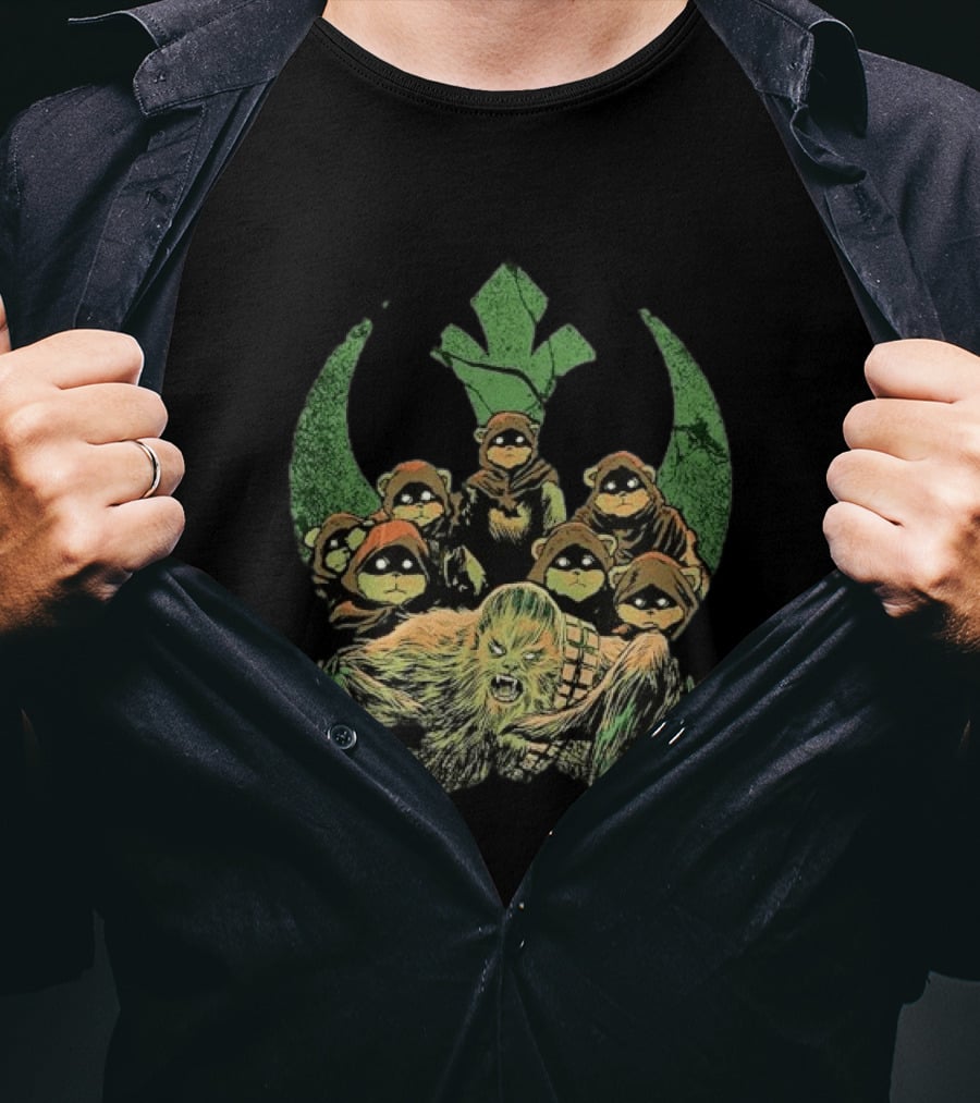 Star Wars Chewbacca And Ewoks Resistance Rebellion T-Shirt