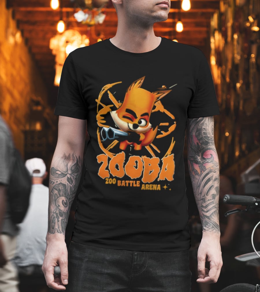 Zooba Zoo Battle Arena Fox Character With Orange And Blue T-Shirt