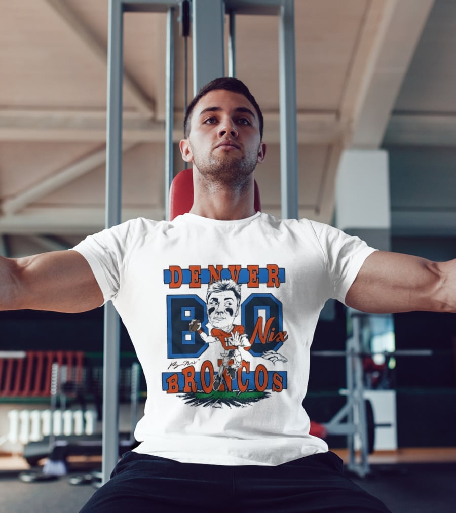 Denver Broncos Bo Nix Caricature Player T-Shirt