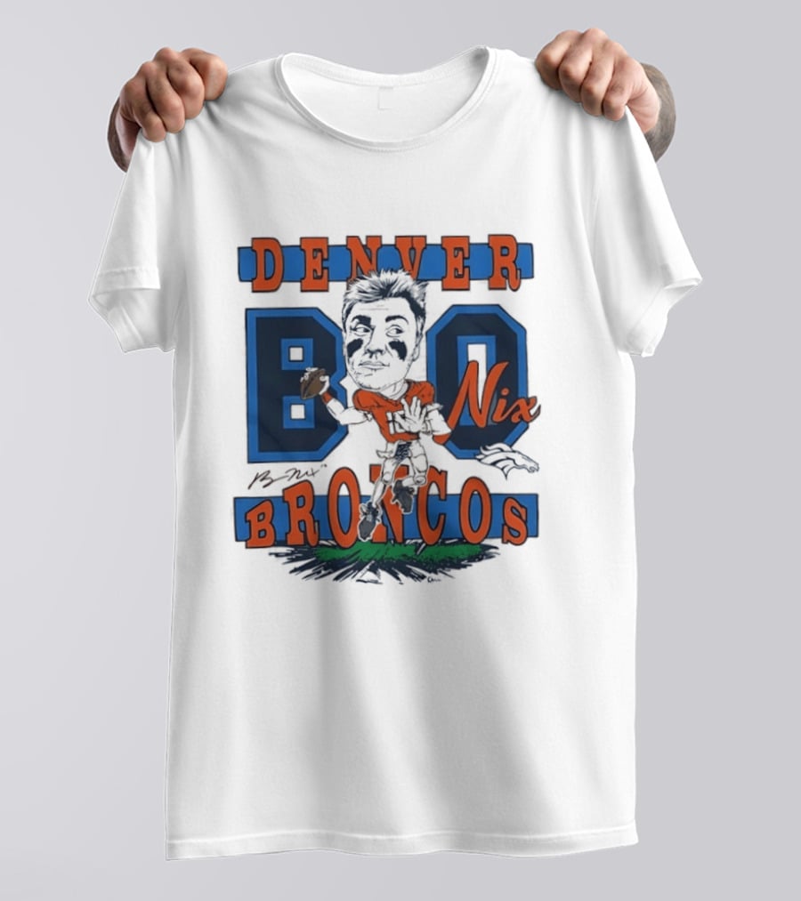 Denver Broncos Bo Nix Caricature Player T-Shirt