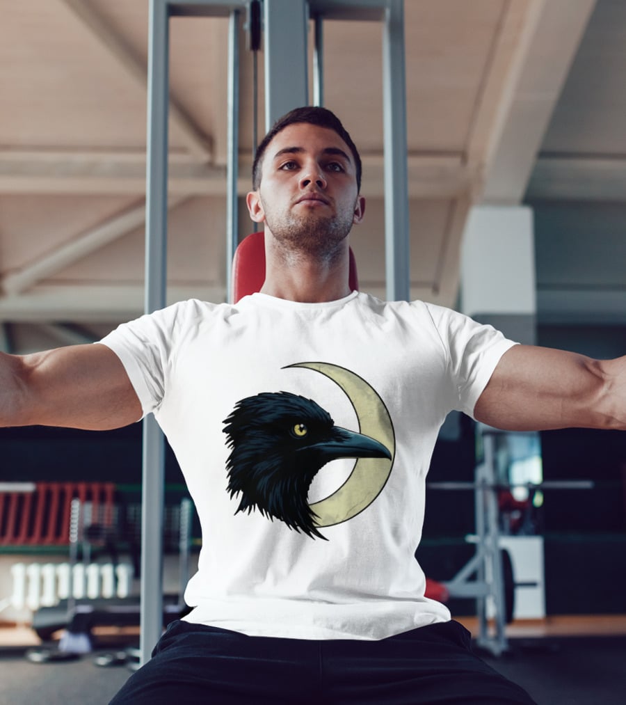 Raven Crescent Moon Guardian Of The Glimmer T-Shirt