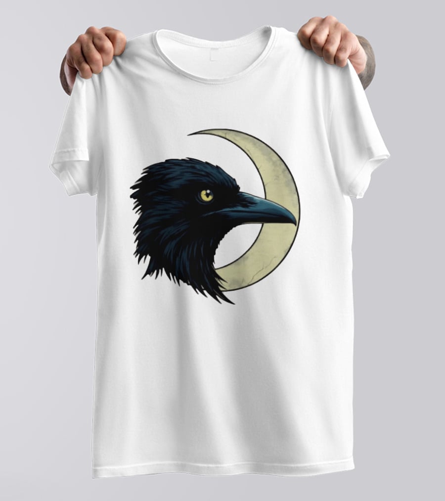 Raven Crescent Moon Guardian Of The Glimmer T-Shirt