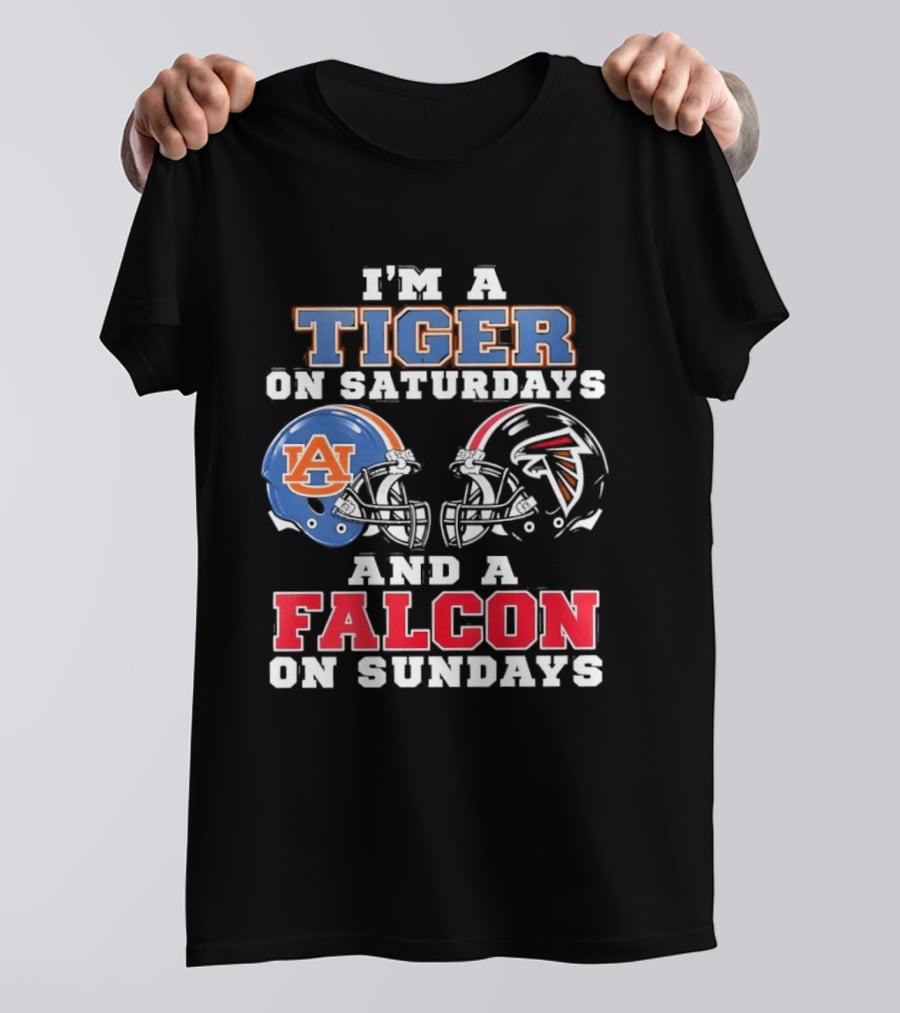 Auburn Tigers Saturdays Atlanta Falcons Sundays Helmet Fans T-Shirt