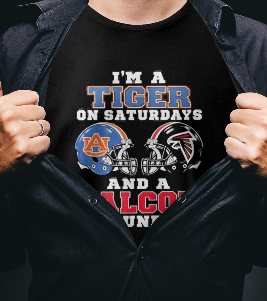 Auburn Tigers Saturdays Atlanta Falcons Sundays Helmet Fans T-Shirt