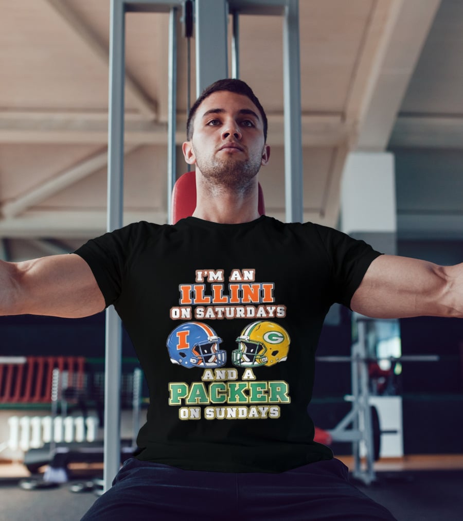 I'm An Illini On Saturdays And A Packers Fan On Sundays Football Helmets T-Shirt