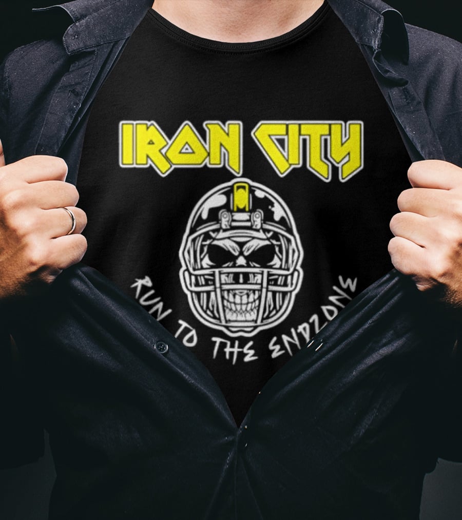 Iron City Run To The Endzone Skull Helmet T-Shirt