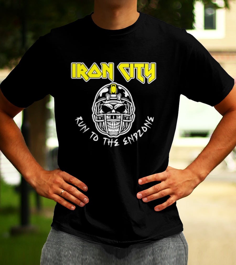 Iron City Run To The Endzone Skull Helmet T-Shirt