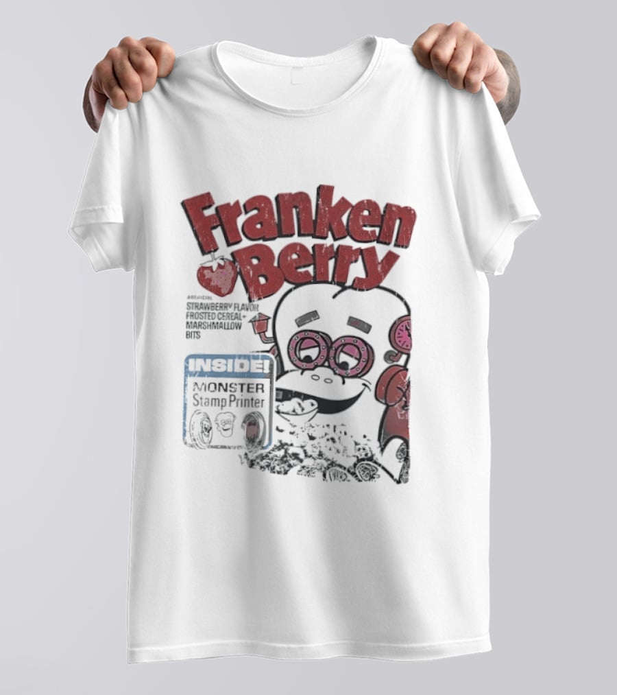 Franken Berry Monster Stamp Printer Inside T-Shirt