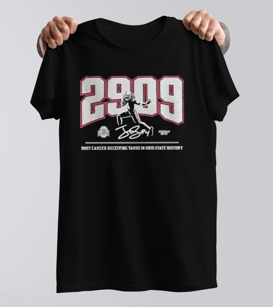 Jeremiah Smith 2909 Most Career Receiving Yards Ohio State Buckeyes History T-Shirt
