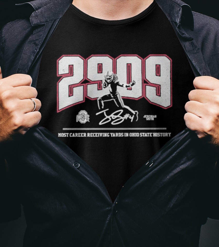 Jeremiah Smith 2909 Most Career Receiving Yards Ohio State Buckeyes History T-Shirt