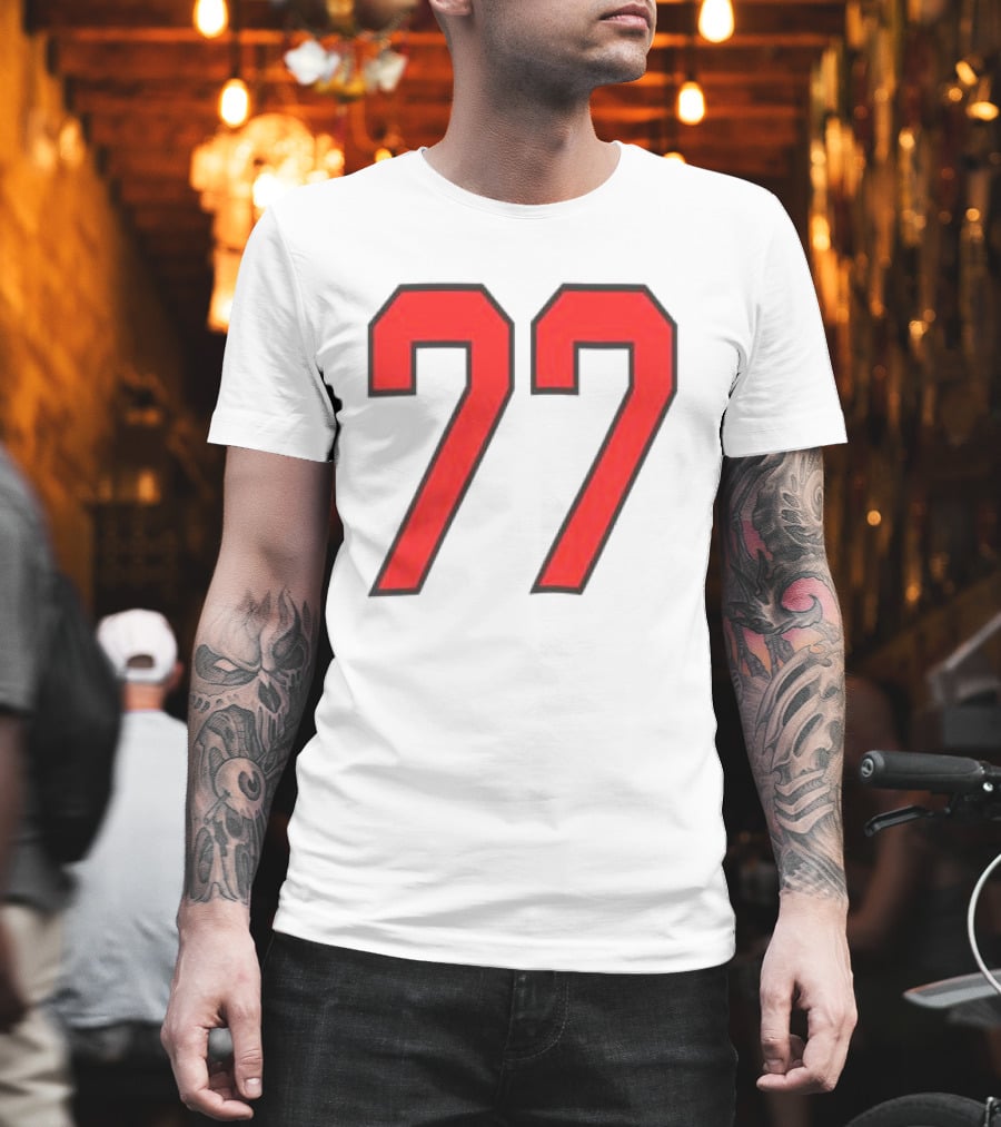 Sombr Tour Store 77 Red Ringer Classic Block Number T-Shirt