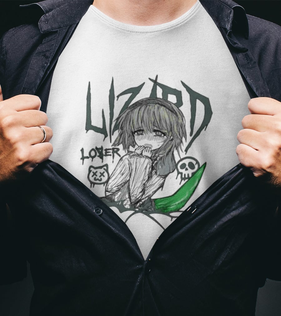 Lizard Tears Loser Anime Skull Green Tail T-Shirt