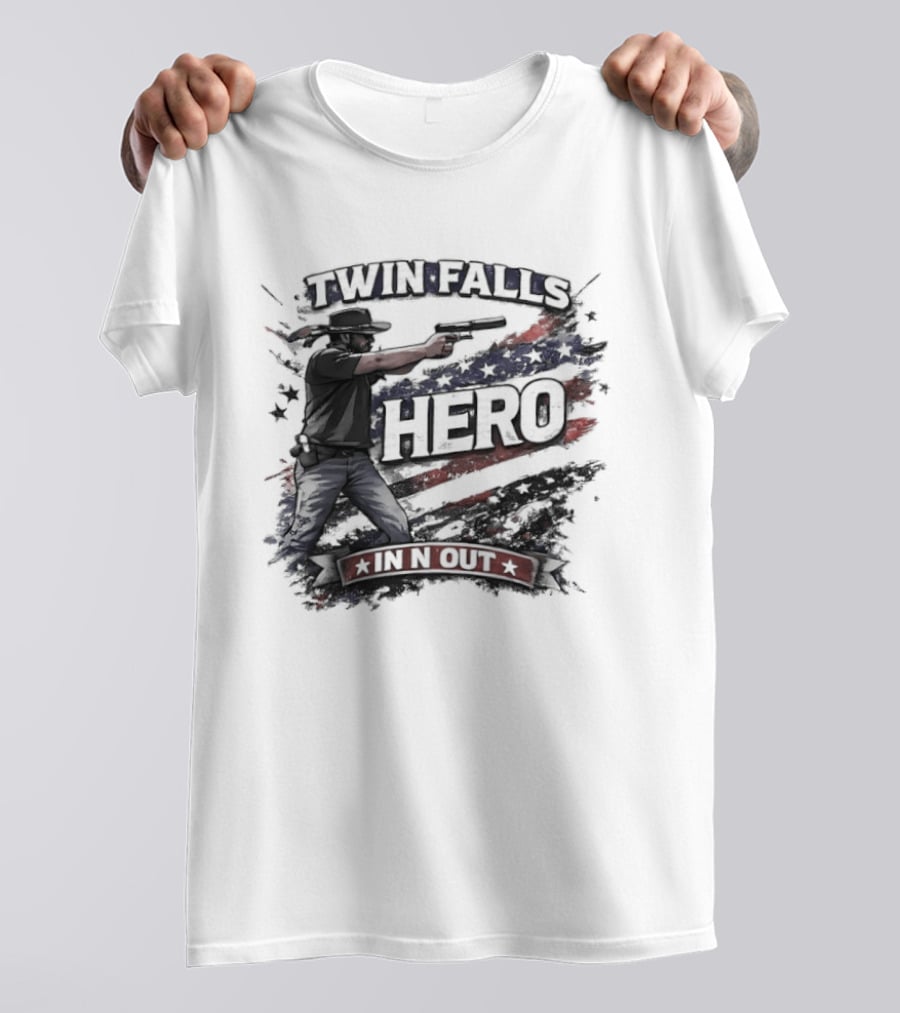 Twin Falls Hero In N Out American Flag Gunman T-Shirt