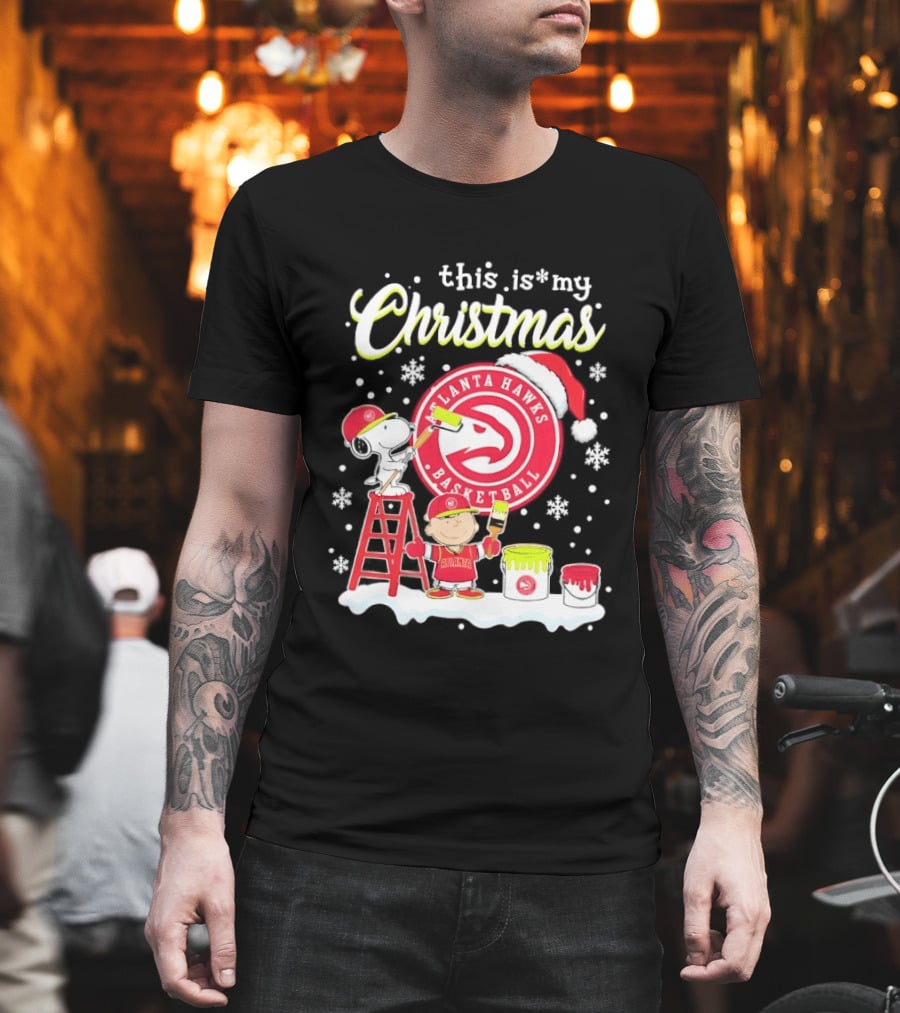 Atlanta Hawks Snoopy Woodstock Charlie Brown Christmas 2026 Basketball T-Shirt