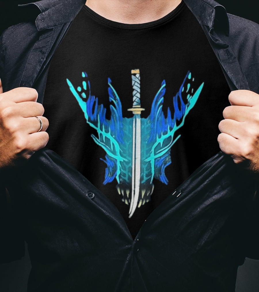 Devil May Cry 5 Vergil Yamato Sword Blue Flames T-Shirt