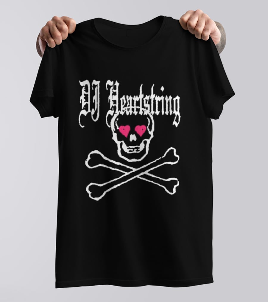 DJ Heartstring Skull Crossbones Black Hearts T-Shirt