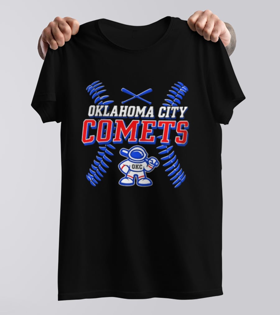Oklahoma City Comets Baseball Team Mascot And Crossed Bats T-Shirt