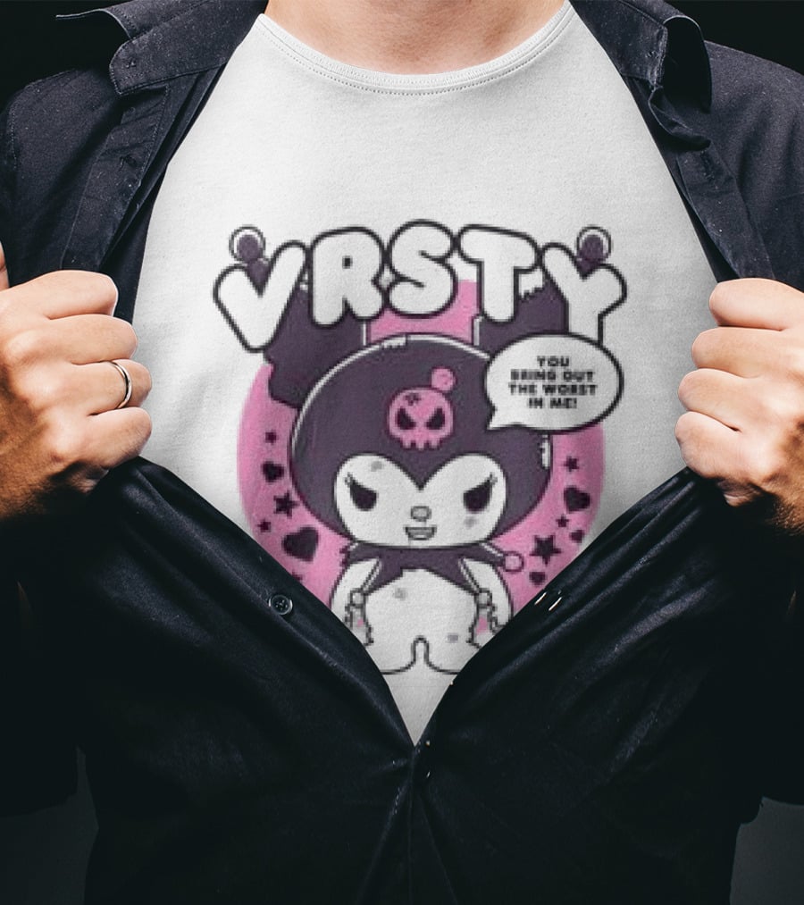 VRSTY Brawler Skull Jester Pink Circle Stars T-Shirt