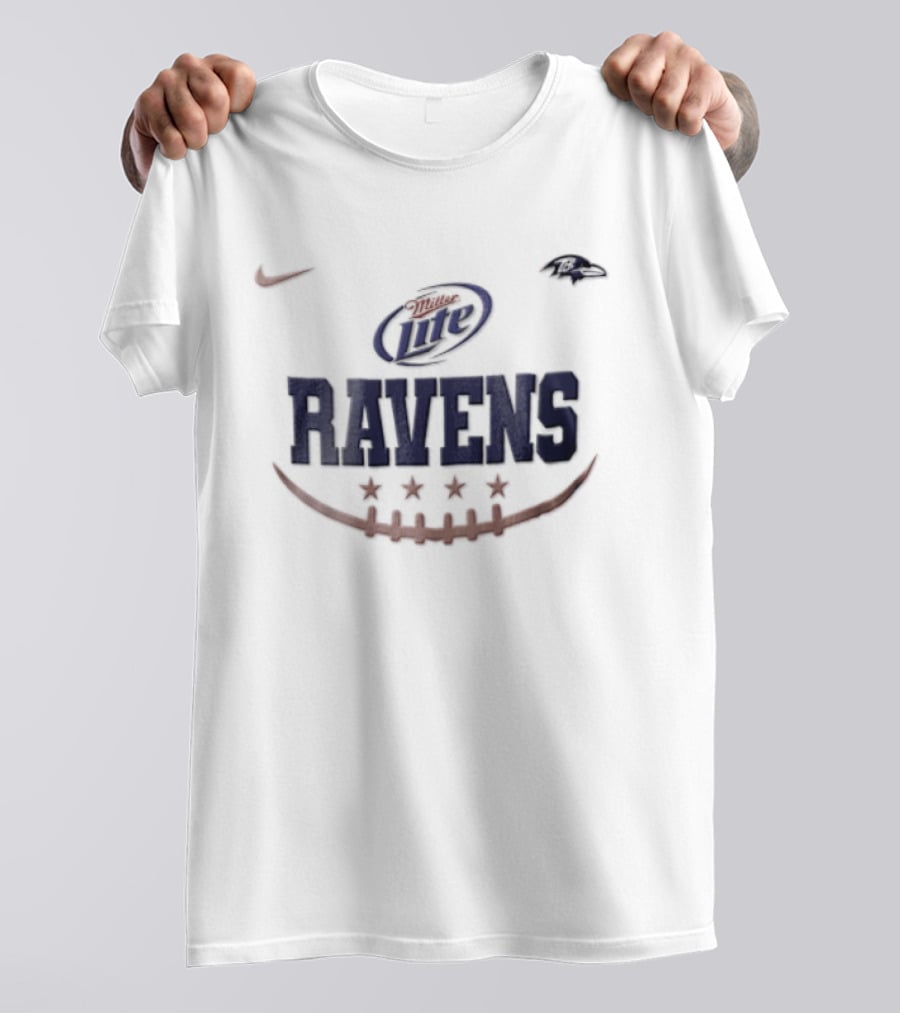Miller Lite Ravens Nike Baltimore Football Stars T-Shirt