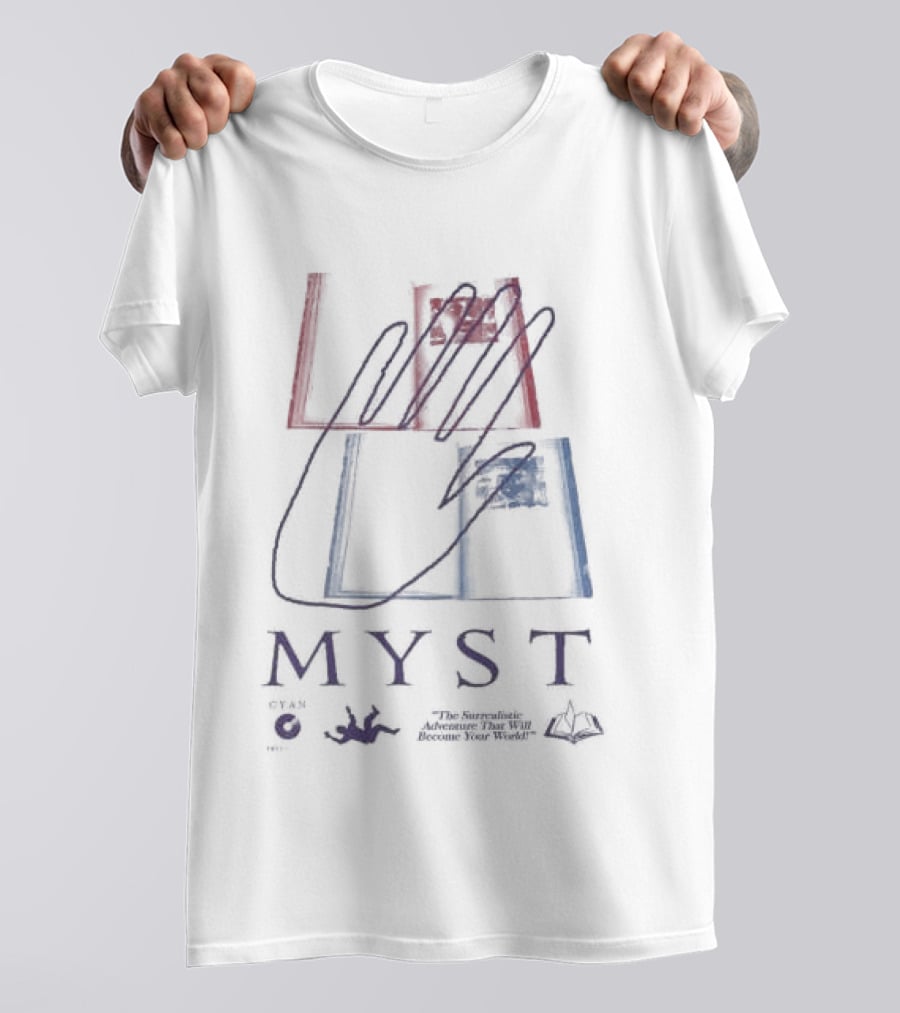 Myst Ages Cyan Store Hand Drawn T-Shirt