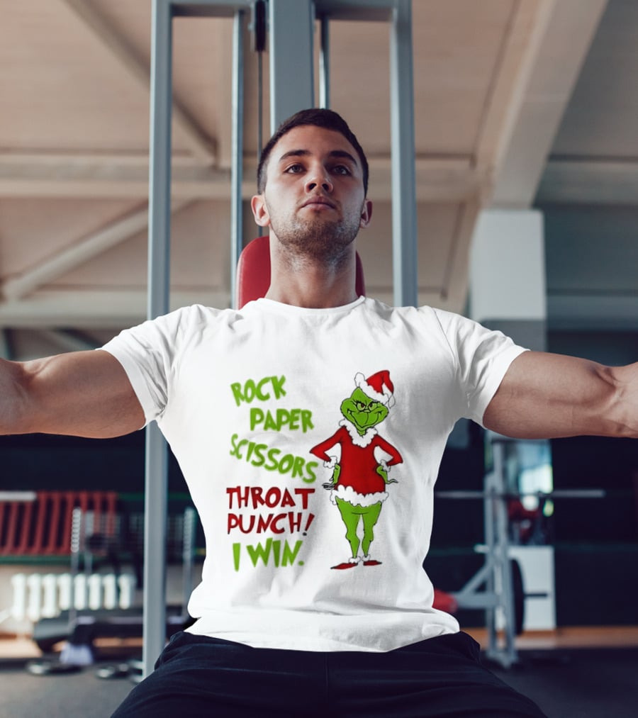 Grinch Rock Paper Scissors Throat Punch I Win Christmas 2026 T-Shirt