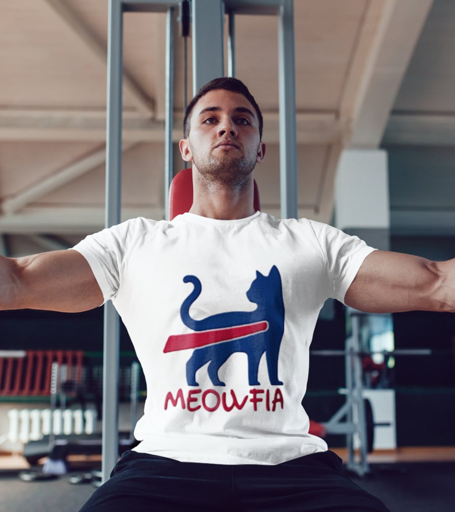 Meowfia Blue Cat Red T-Shirt